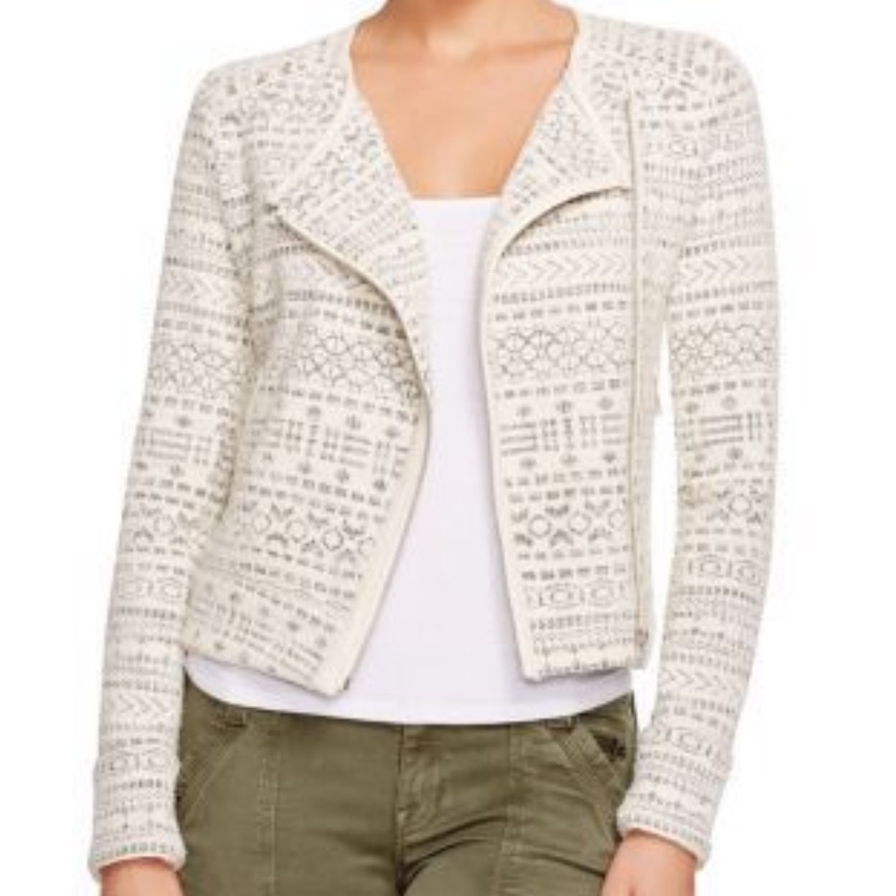 Joie Pattyn Jacket Porcelain w/Leather Trim